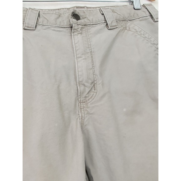 Carhartt Carpenter Pants Mens 34x32 Tan B151 Dungaree Fit Utility Work Cotton - Picture 6 of 14